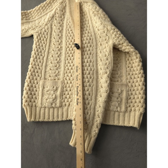 Vintage 1970s Slieve League Irish Cable Knit Wool Cardigan Sweater 44 Women's - Picture 10 of 11